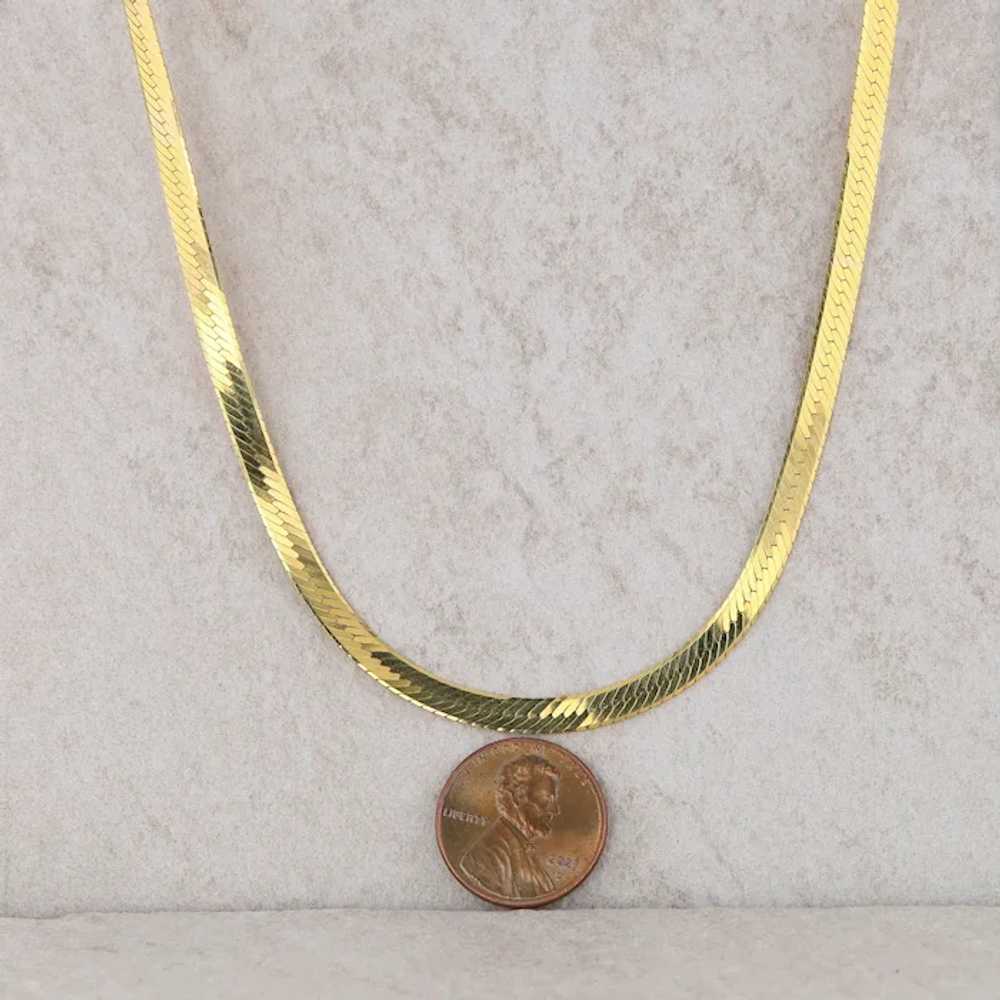 14k Yellow Gold Herringbone Necklace Chain 18" 11… - image 3