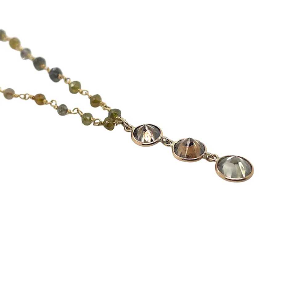 18K Yellow Gold Multi-Color Diamond Necklace - image 2