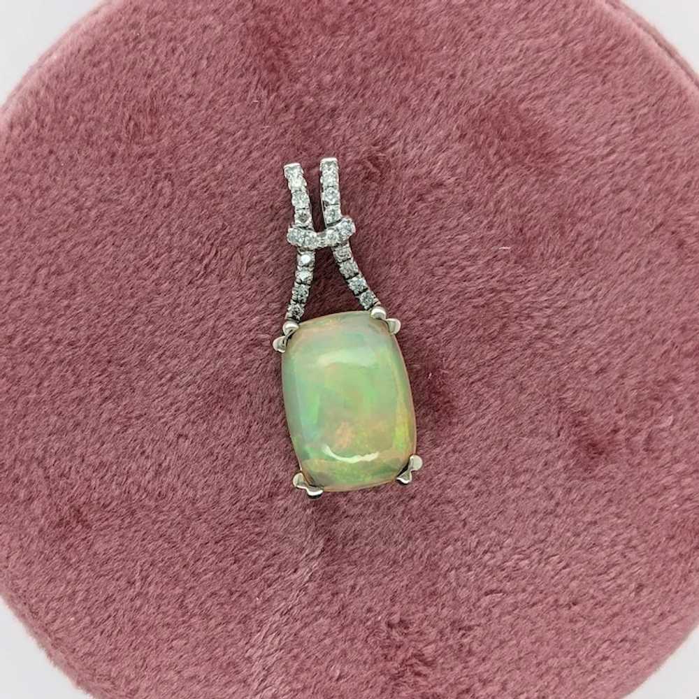 4.82ct Opal Pendant w Earth Mined Diamonds in Sol… - image 3