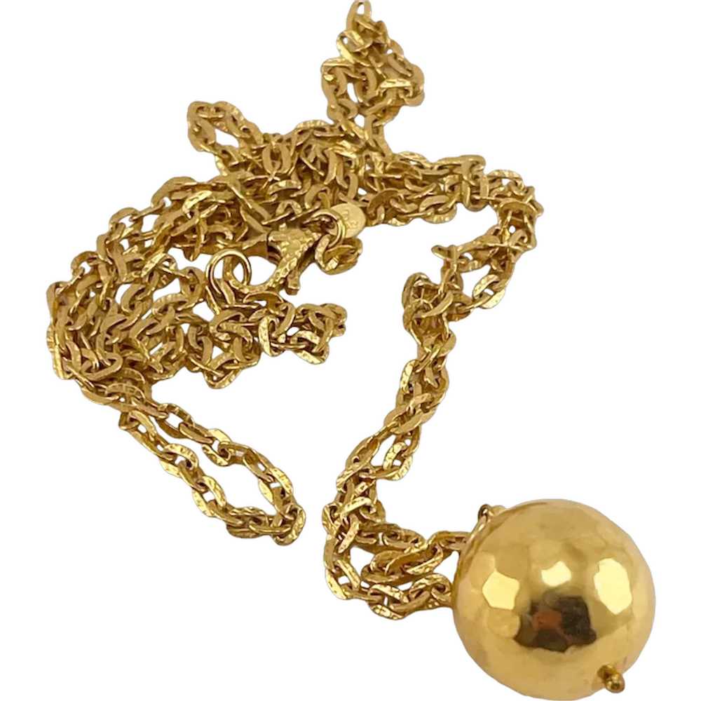 Gold Ball Long Necklace Made in Italy 35 Inches L… - image 1