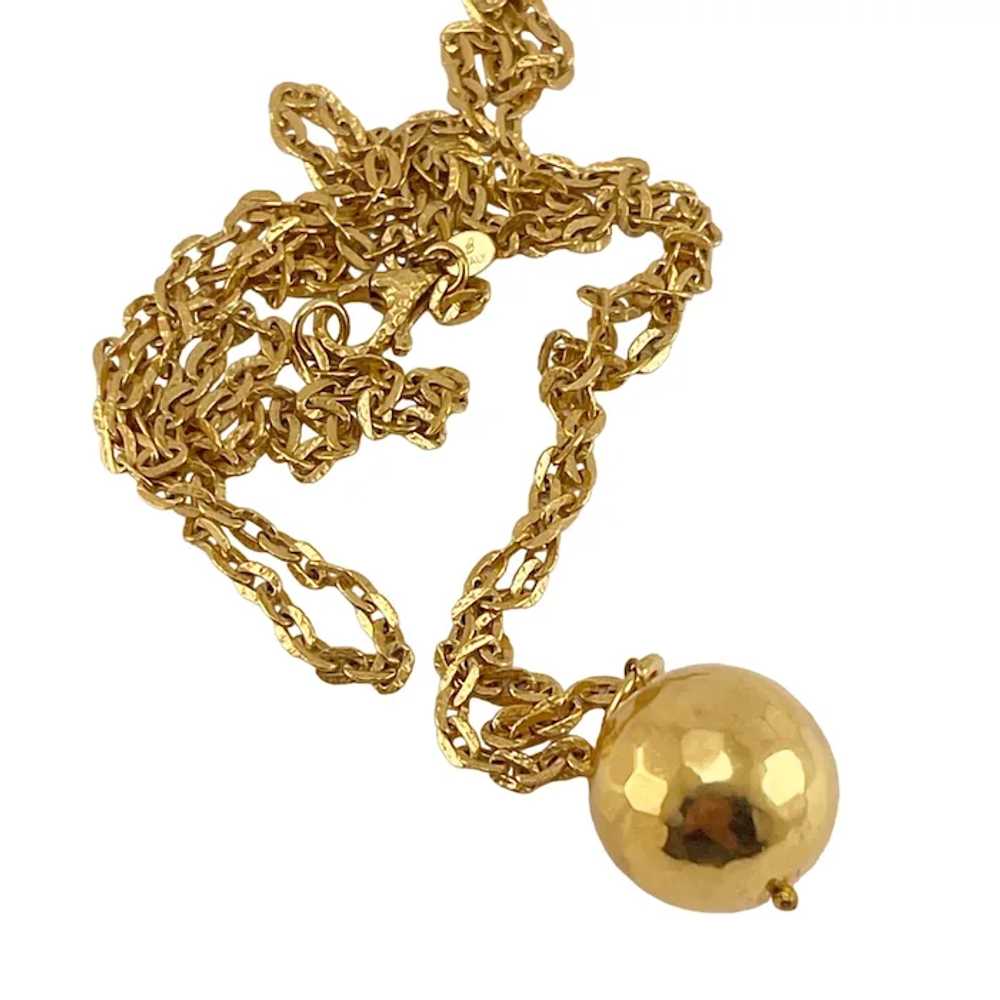 Gold Ball Long Necklace Made in Italy 35 Inches L… - image 2