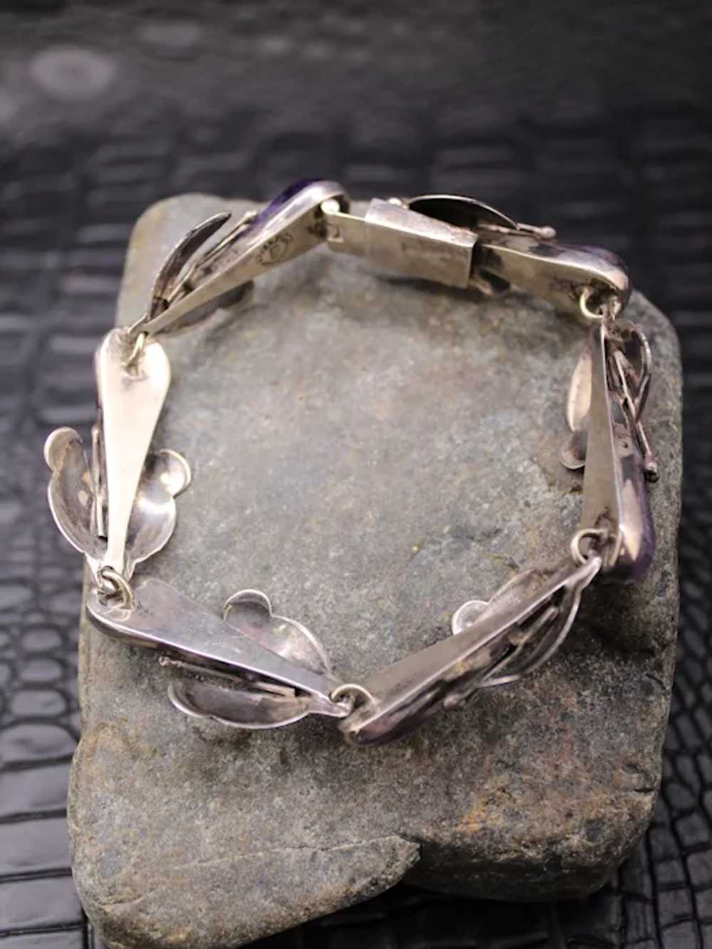 Vintage Mexican Handmade Sterling Silver Floral B… - image 9