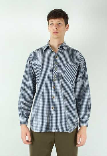 SOLO Men M Check Shirt Button Up Long Sleeved Cott