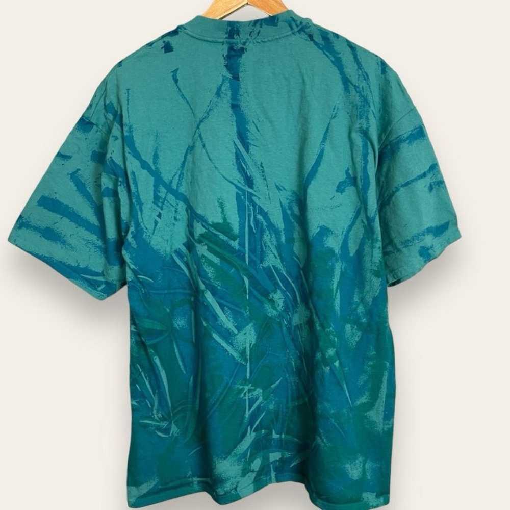 Vintage 90s Nature T-Shirt Sea World Green Whales… - image 2