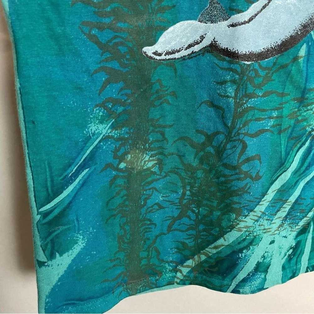 Vintage 90s Nature T-Shirt Sea World Green Whales… - image 9