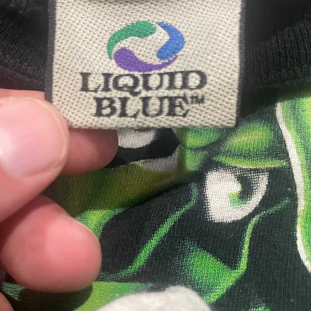Vintage 2001 Liquid Blue Green Skull AOP 2XL Shirt - image 4