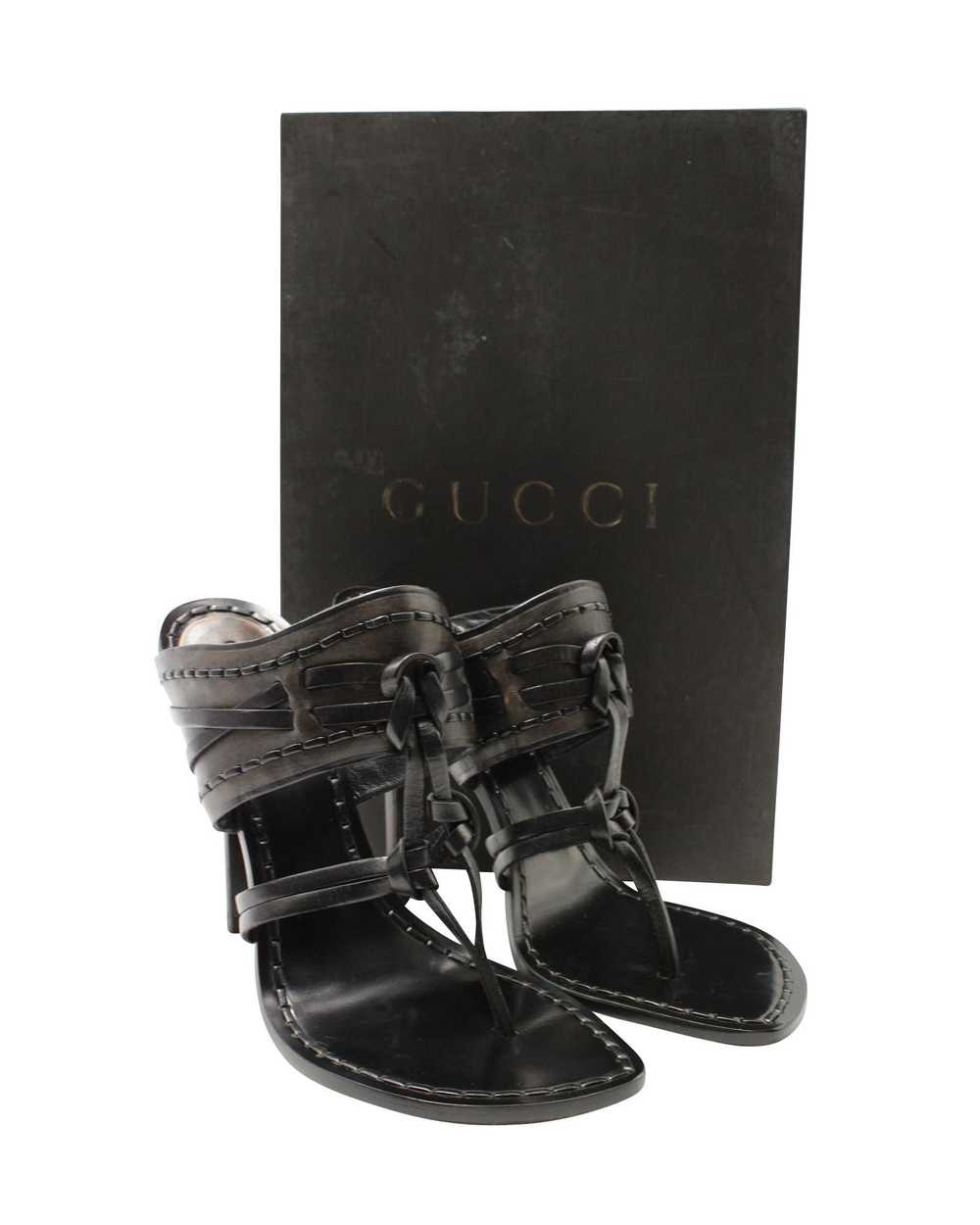 Gucci Strappy Black Leather High Heel Mules by a … - image 10