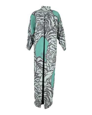 Valentino Tiger-Print Wide-Leg Jumpsuit in Green … - image 1