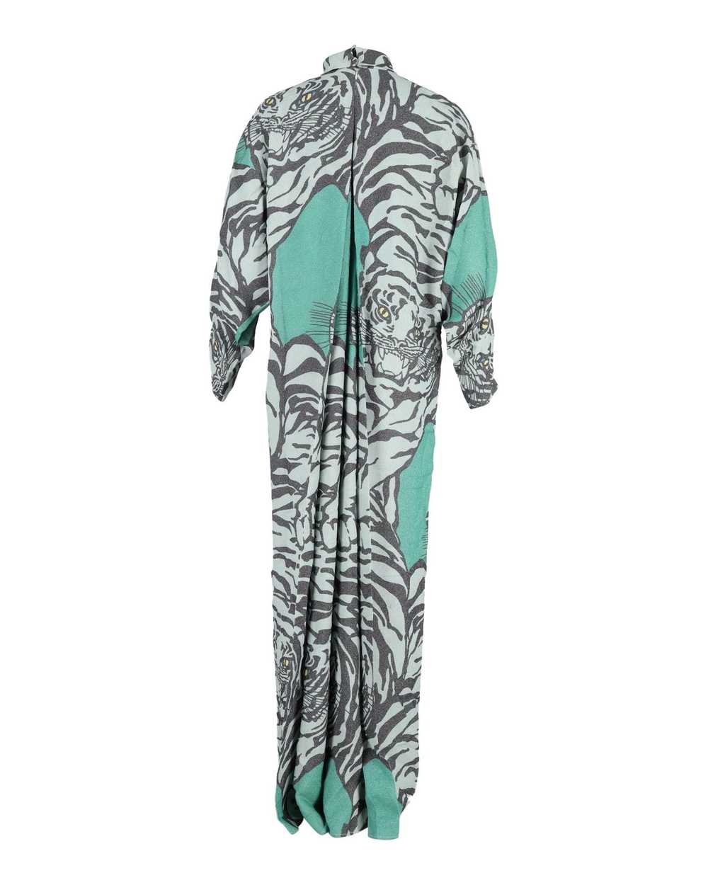 Valentino Tiger-Print Wide-Leg Jumpsuit in Green … - image 3