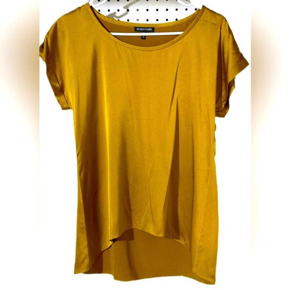 Eileen Fisher Blouse Size XS Yellow 95 Silk 5 Spa… - image 1