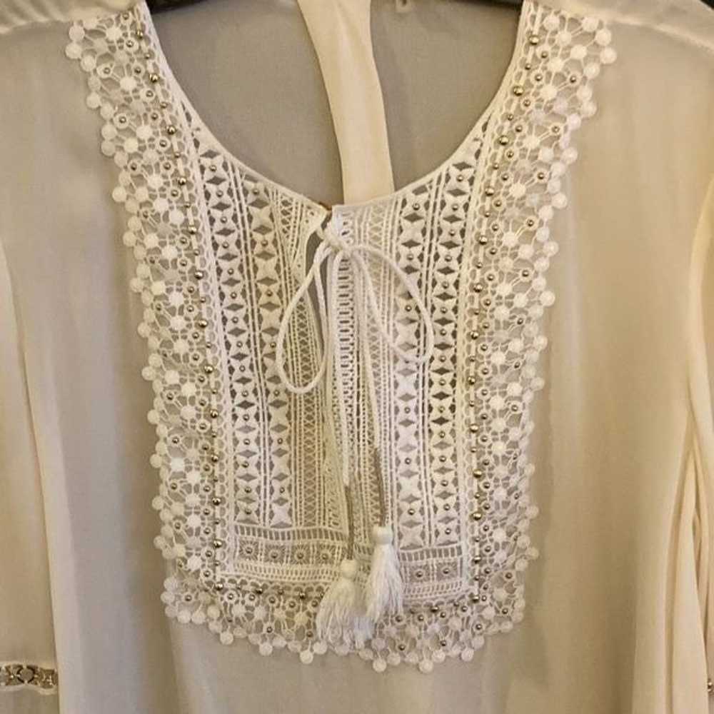 Elie Tahari Silk Tunic with  Embellished Lace Bib… - image 2