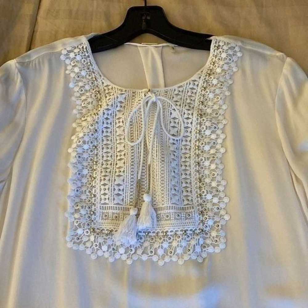 Elie Tahari Silk Tunic with  Embellished Lace Bib… - image 6