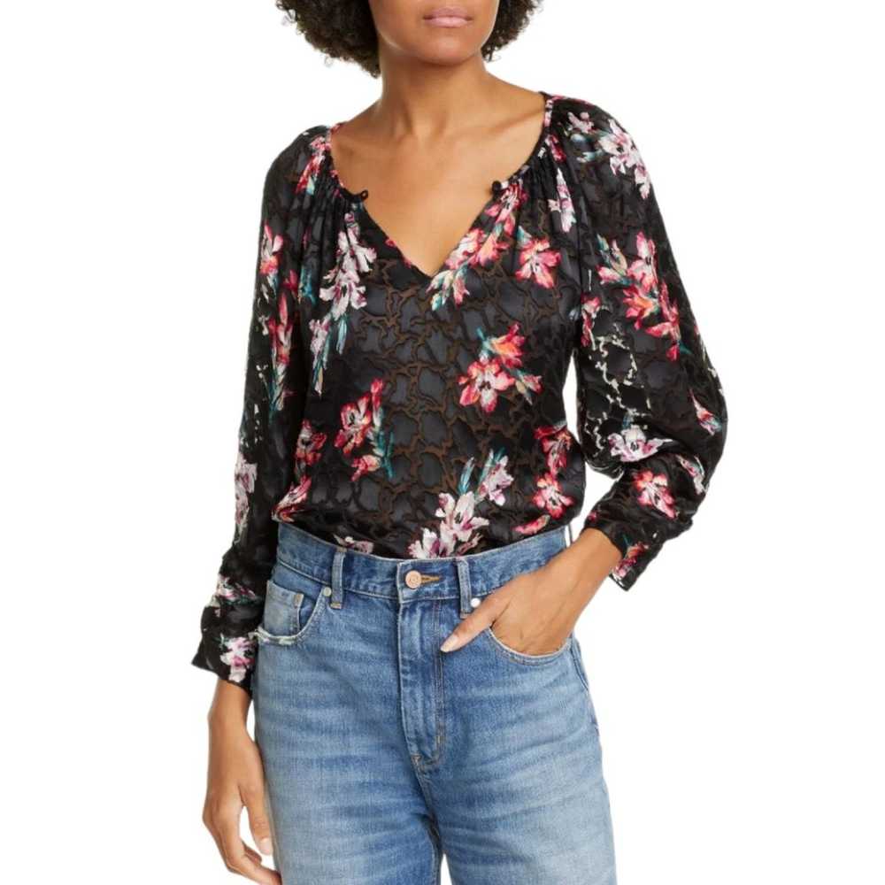 Rebecca Taylor Noha floral sheer silk blouse size… - image 1