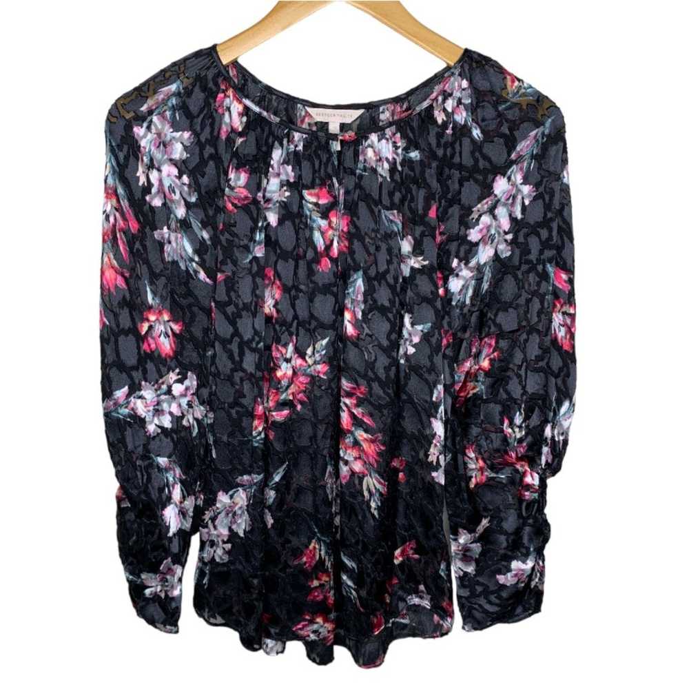 Rebecca Taylor Noha floral sheer silk blouse size… - image 8