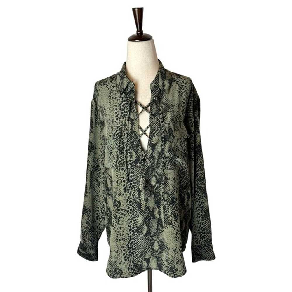 Equipment Shirt Womens Small Green And Black Silk… - image 2