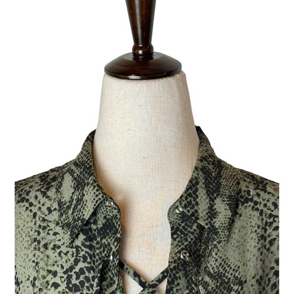 Equipment Shirt Womens Small Green And Black Silk… - image 4