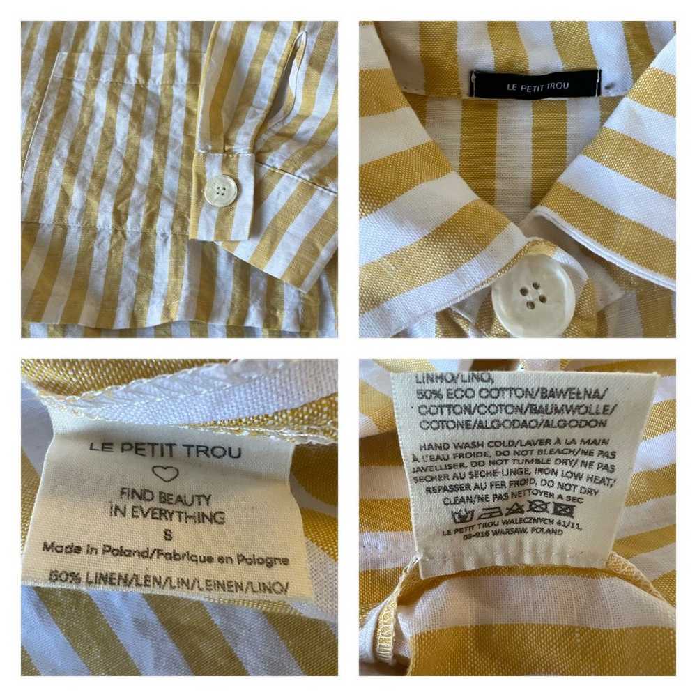 Le Petit Trou Stripped Yellow Button Up Shirt Siz… - image 5