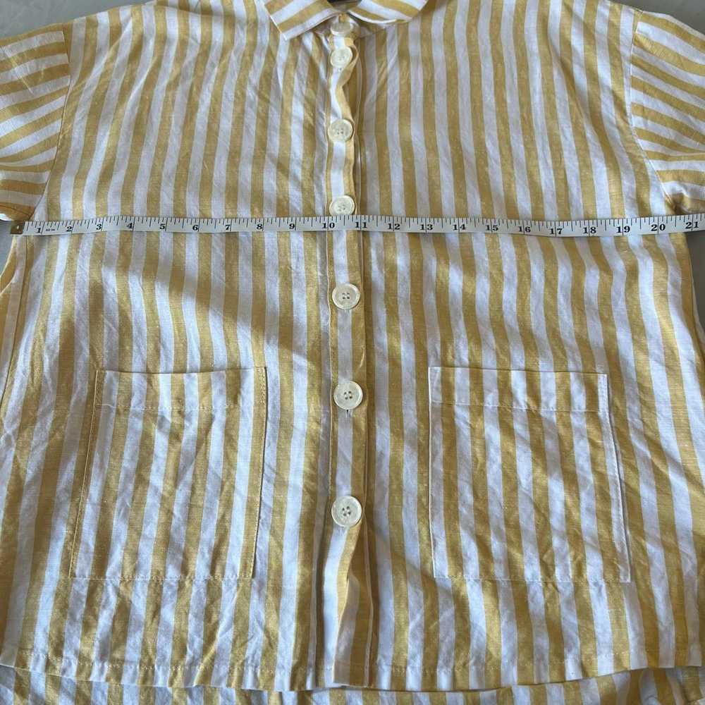 Le Petit Trou Stripped Yellow Button Up Shirt Siz… - image 7