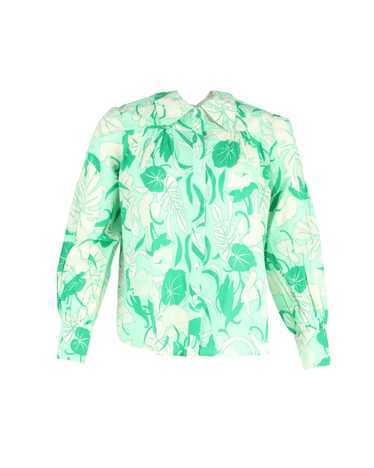 Rixo Floral Print Long Sleeve Button-Up Top in Gr… - image 1