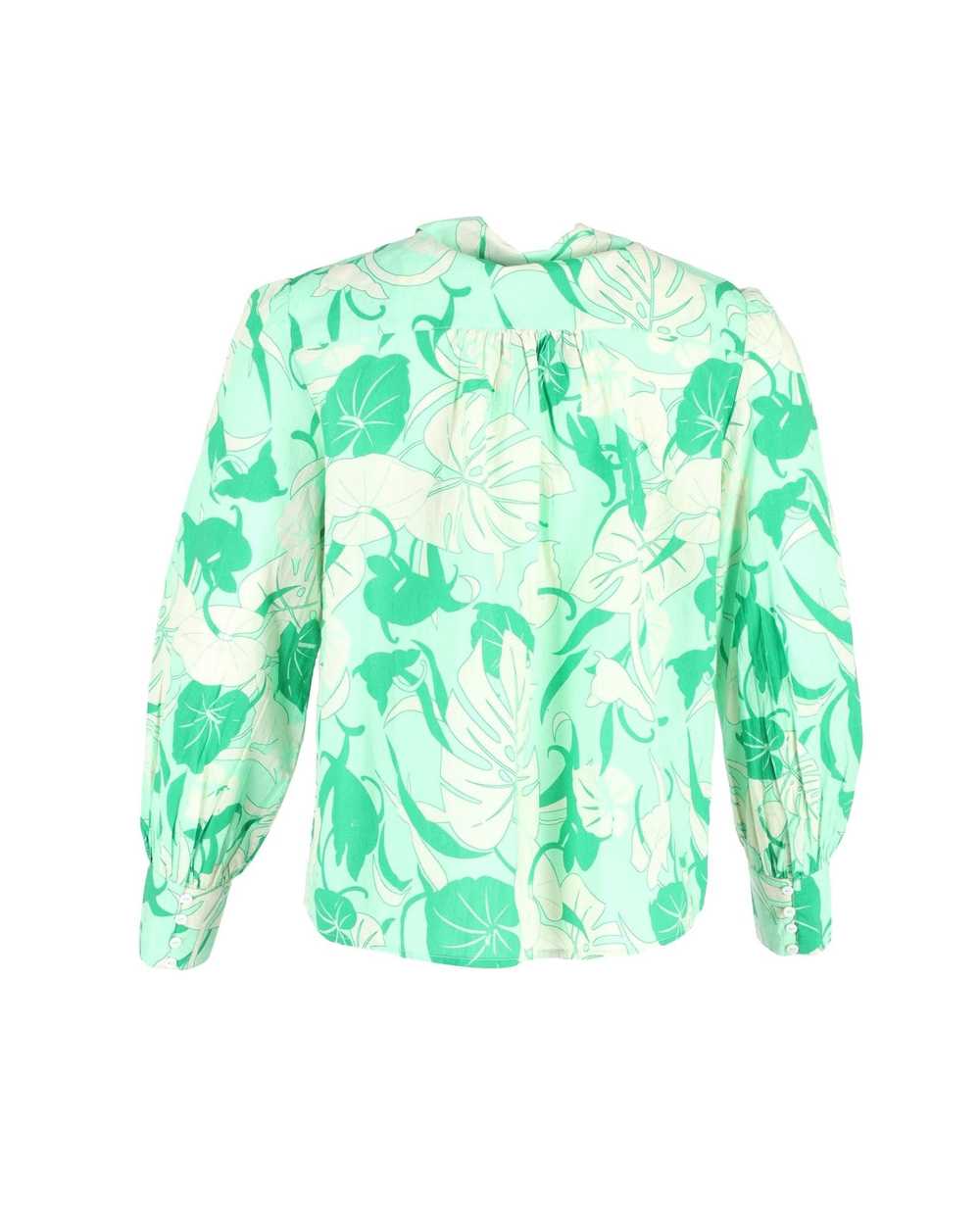 Rixo Floral Print Long Sleeve Button-Up Top in Gr… - image 3