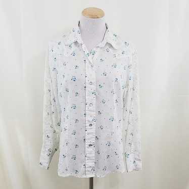 Vintage Western shirt white ditsy floral size 38 - image 1