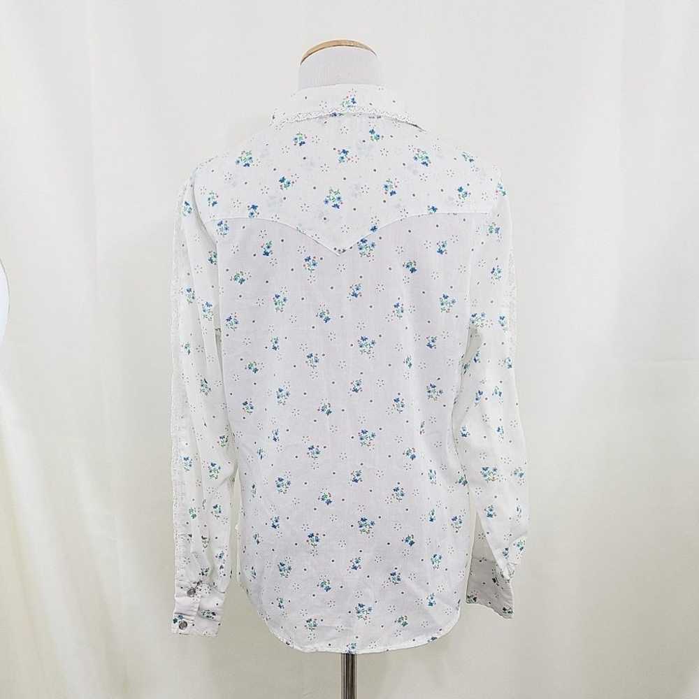 Vintage Western shirt white ditsy floral size 38 - image 2