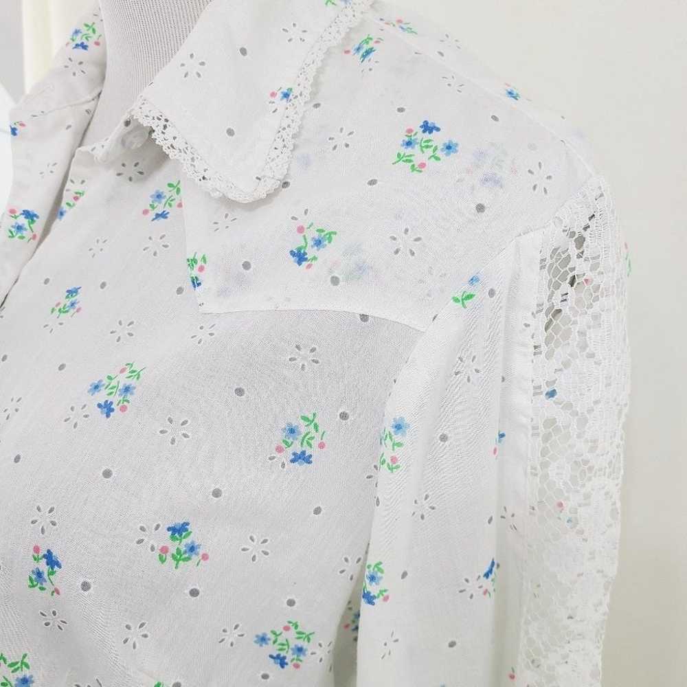 Vintage Western shirt white ditsy floral size 38 - image 5