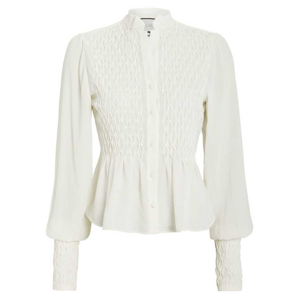 ALEXIS Capizzi Smocked Crepe Blouse in Ivory Whit… - image 3
