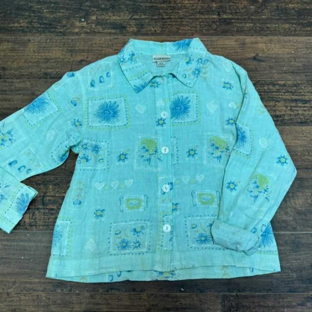 Vintage Garron floral linen shirt/shacket S - image 1