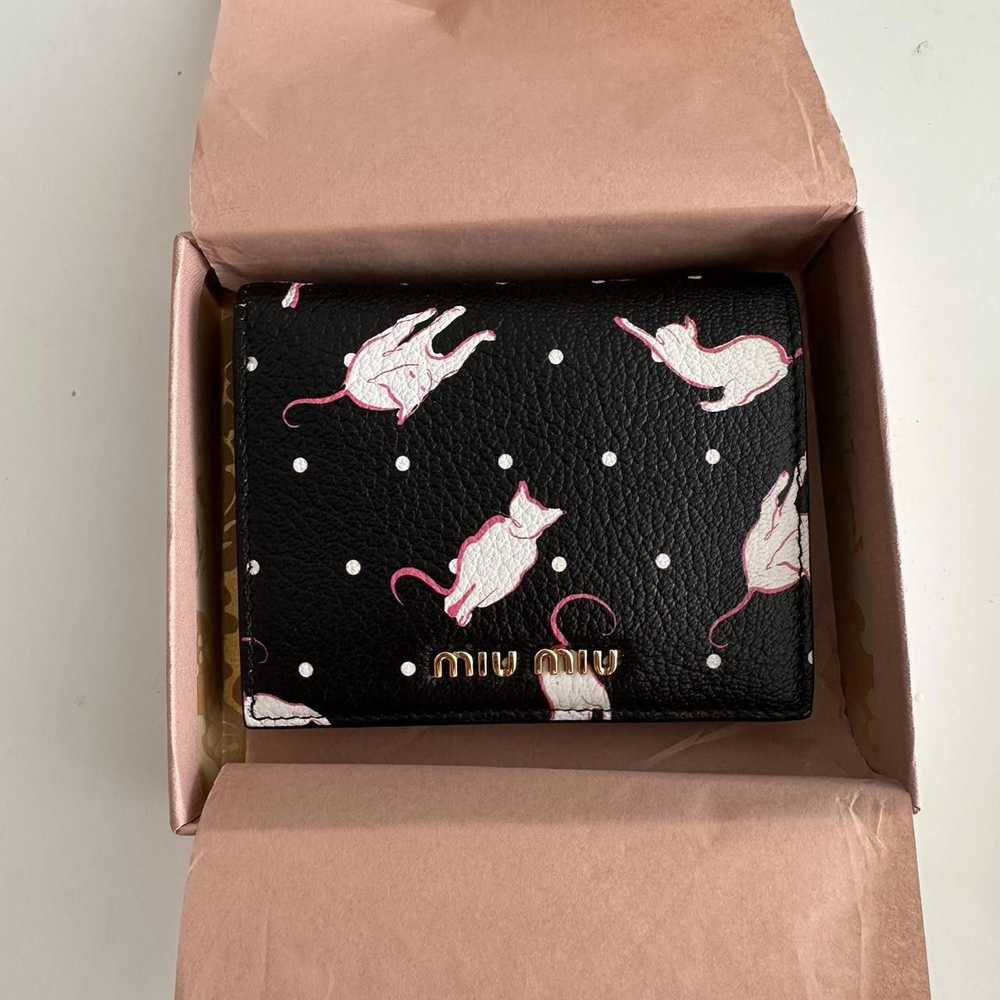 Miu Miu Miu Miu Black Cat Leather Wallet - image 1