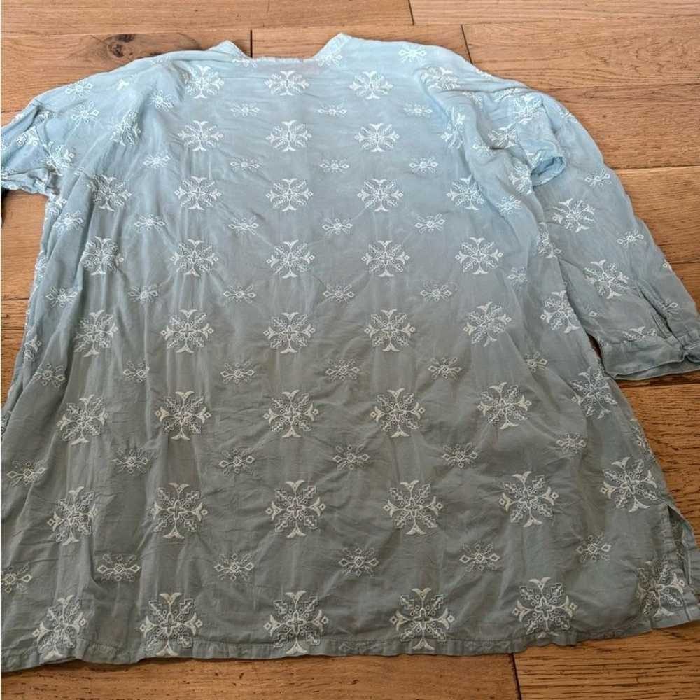 Johnny Was Sheer Embroidered Blouse Size Large - image 8