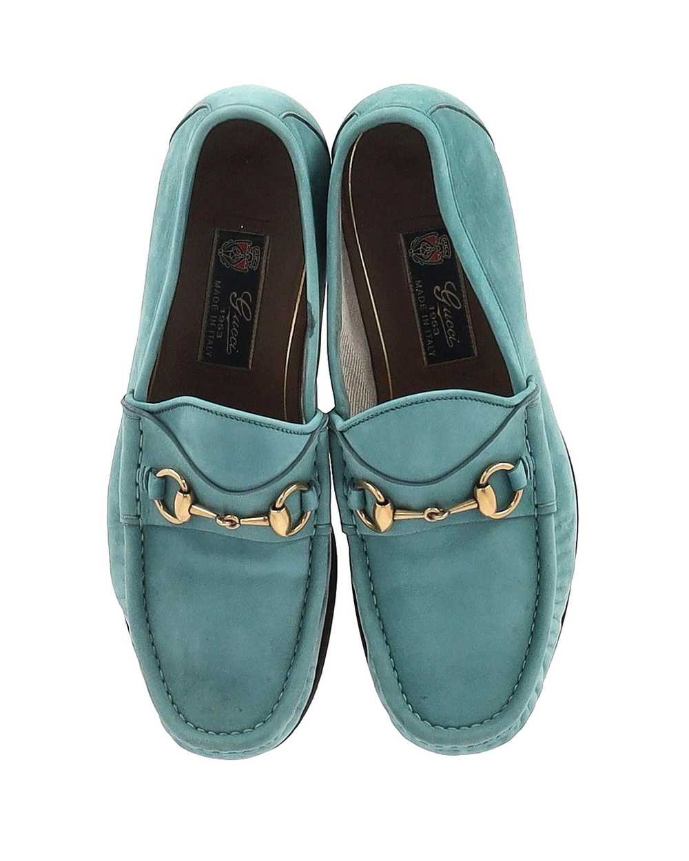 Gucci Green Suede Horsebit Loafers - Good Conditi… - image 5