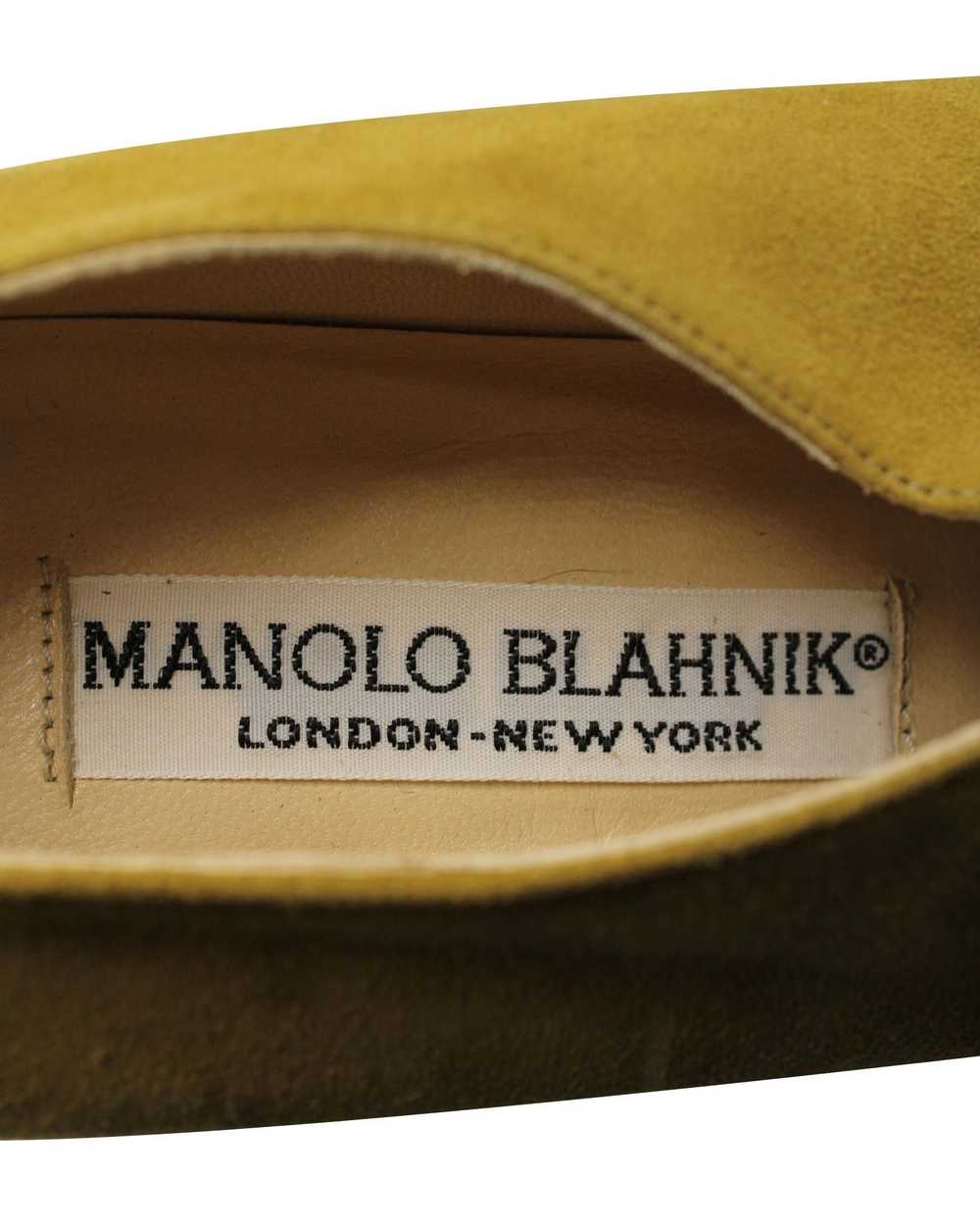 Manolo Blahnik Lace-Up Kitten Heel Pumps in Olive… - image 6