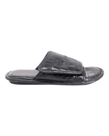 Balenciaga Croc Embossed Slide Sandals in Black Pa