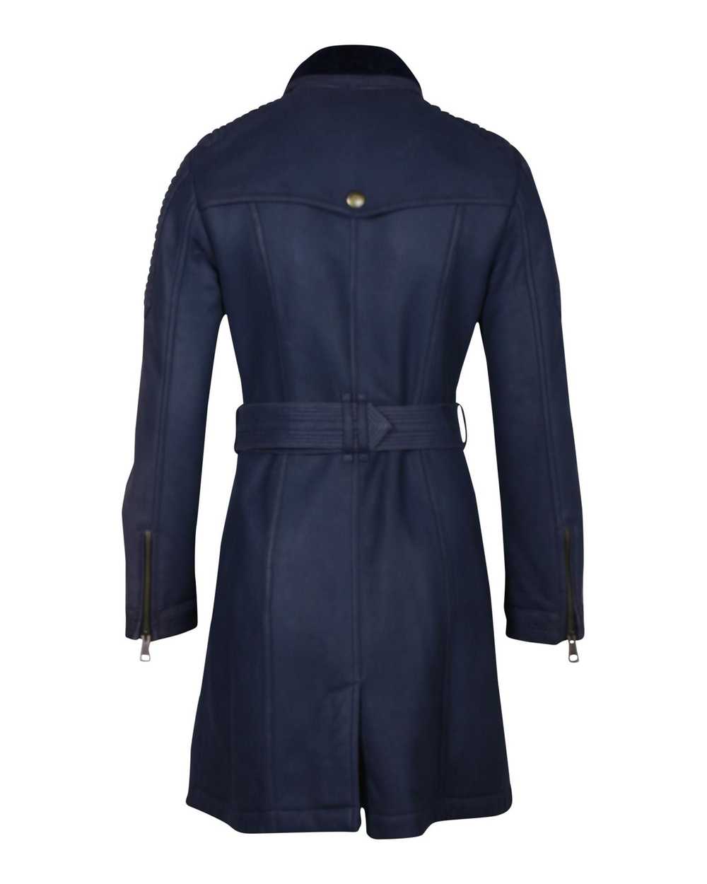 Burberry Navy Blue Shearling Biker Trench Coat wi… - image 3