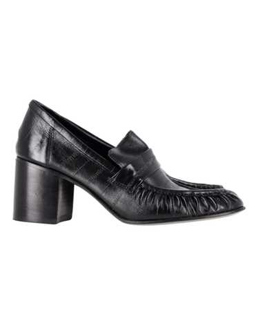 The Row Pleated Leather Loafer Pumps with Mid-High