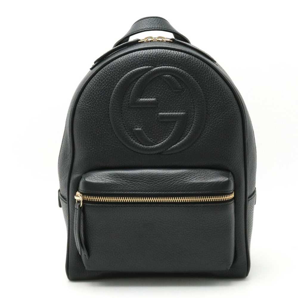 GUCCI Soho Backpack, Chain Shoulder, Leather, Bla… - image 1