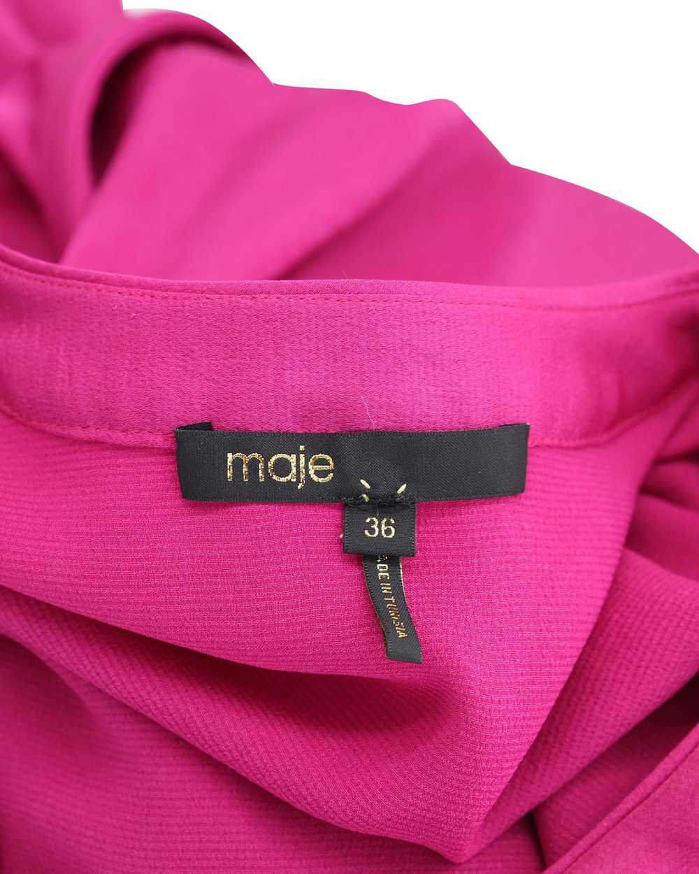 Maje Magenta Silk V-Neck Mini Dress by Maje - image 3