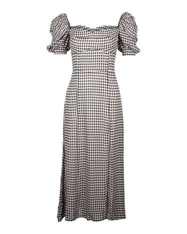 Reformation Gingham Puff Sleeve Midi Dress with Ba