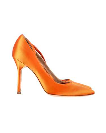 Manolo Blahnik Orange Satin Pointed Toe Ankle Tie 