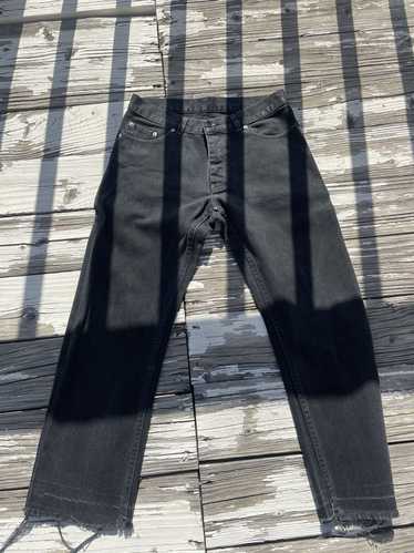Helmut Lang AW98 Trashed Coated Black Denim Jeans