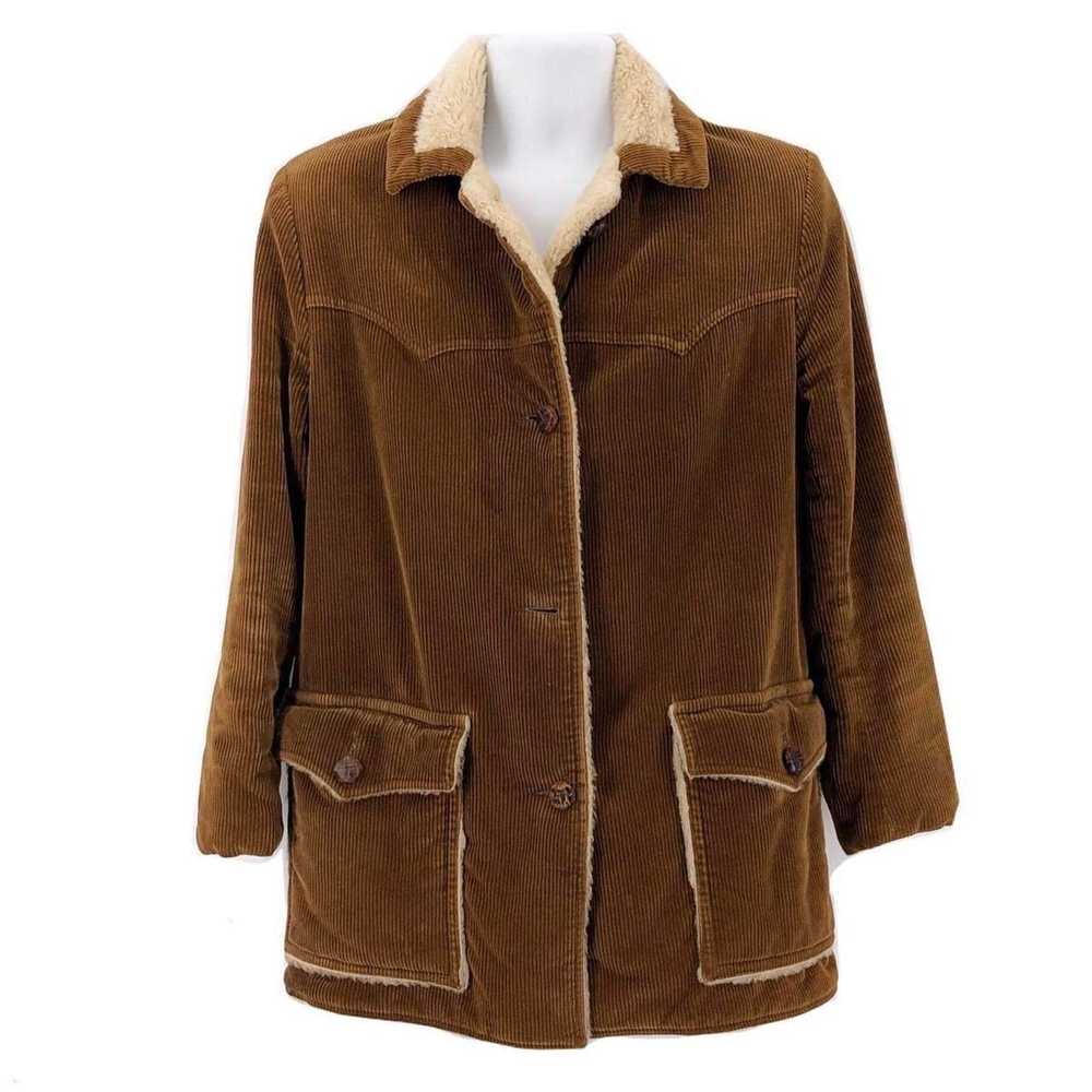 Vintage 80s corduroy jacket with faux fur lining … - image 1