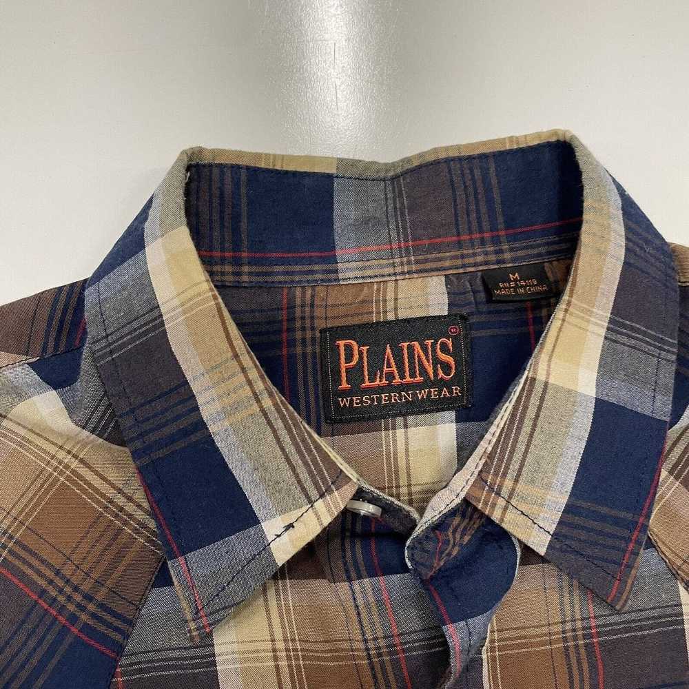 GREAT PLAINS Plains Western Shirt Brown Blue Plai… - image 2