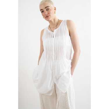 CP Shades Lindsey pintuck white linen tunic top s… - image 1