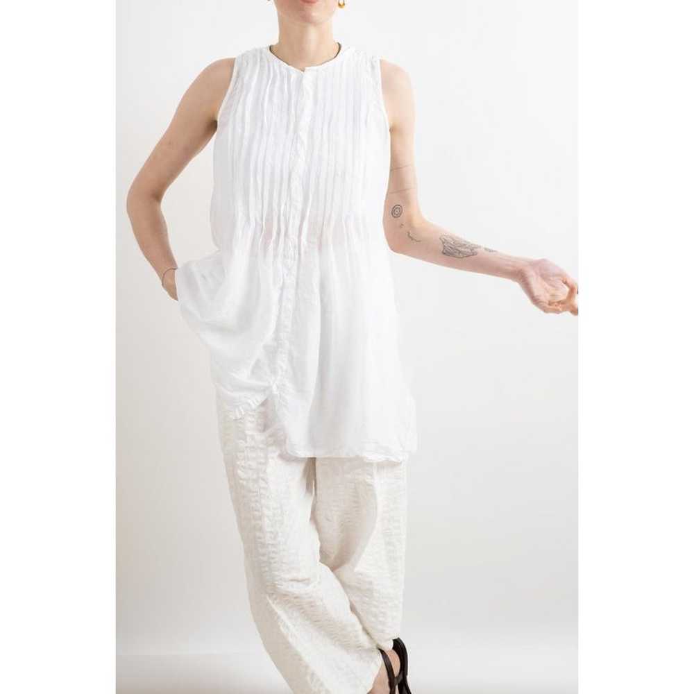 CP Shades Lindsey pintuck white linen tunic top s… - image 2