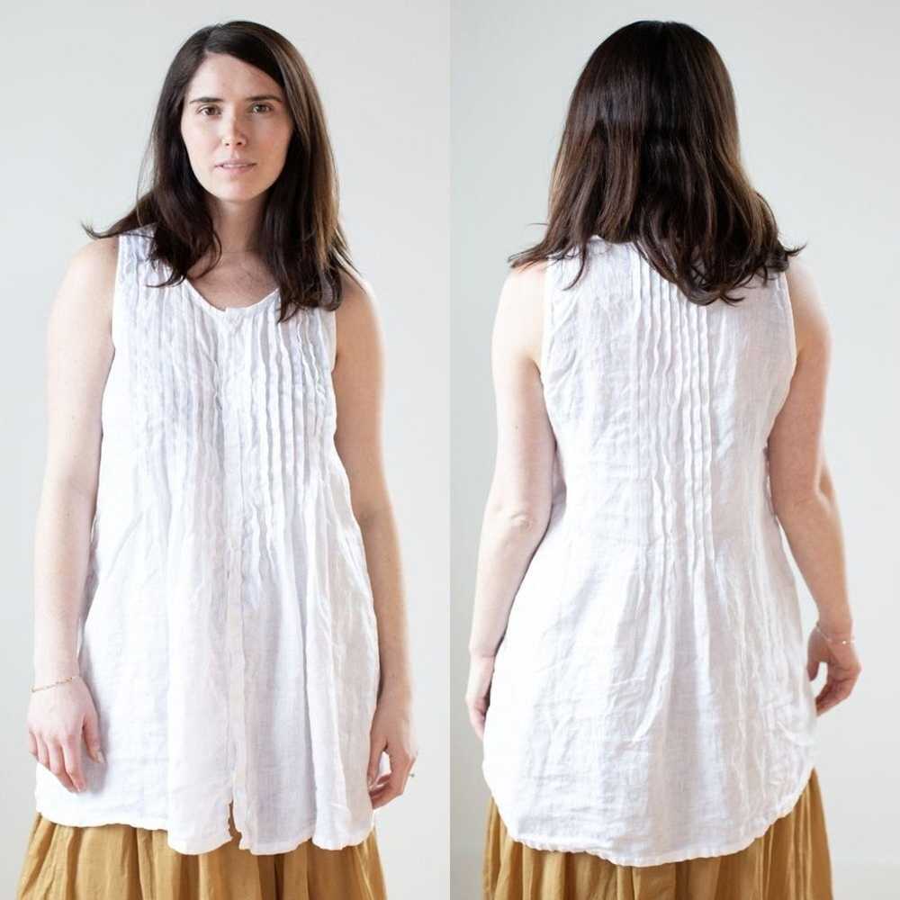 CP Shades Lindsey pintuck white linen tunic top s… - image 4