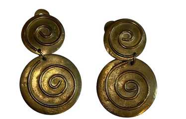 Vintage 1980’s Abstract Swirl Custom Made Earrings - image 1