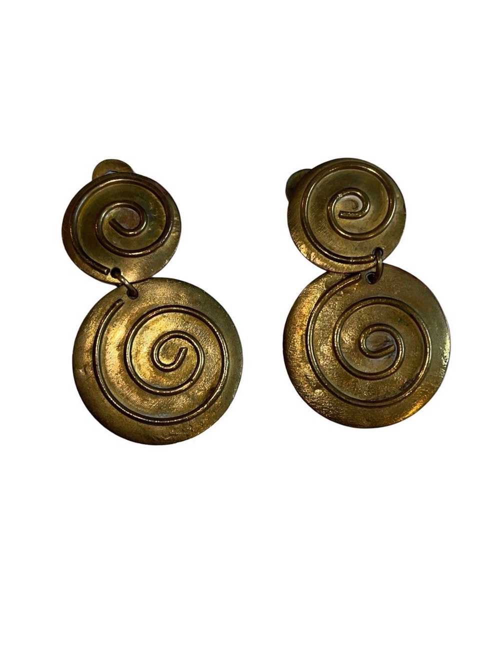 Vintage 1980’s Abstract Swirl Custom Made Earrings - image 4