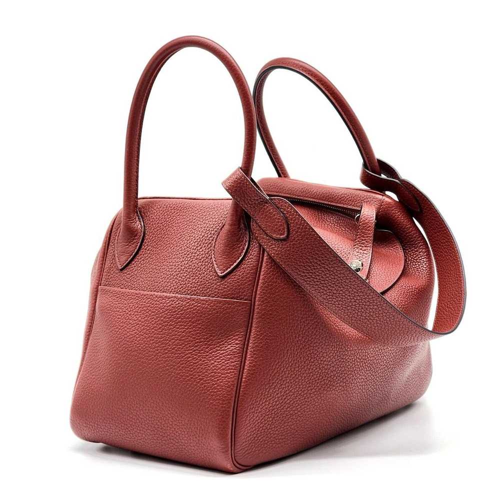 Hermes Lindy 2-way Bag Clemence Red Taurillon Lea… - image 3
