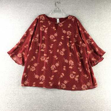 Vintage Catherines Top Womens 1X 18/20W Floral Re… - image 1